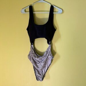Black and White Cutout Swimsuit